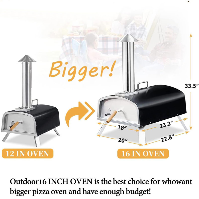 PIZZELLO 16inch Portable Pellet Pizza Oven Outdoor Wood Fired Pizza